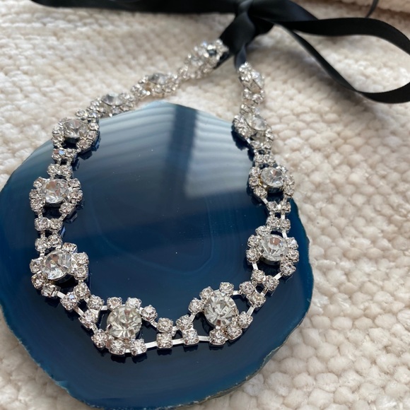 Beautiful Crystal Headpiece With Black Ribbon Tie main image 3